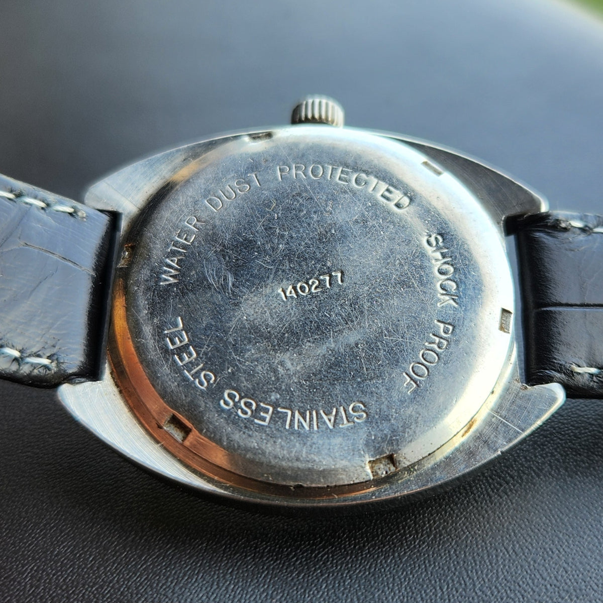 Vintage Original HMT Nishat Hand Winding 17 Jewels Black Face Men's Wrist Watch HM152