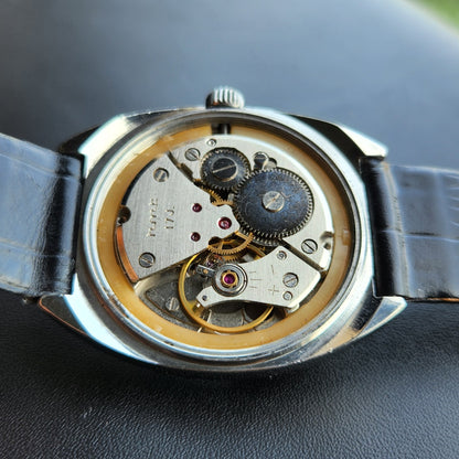 Vintage Original HMT Vijay Hand Winding 17 Jewels Black Face Men's Wrist Watch HM154