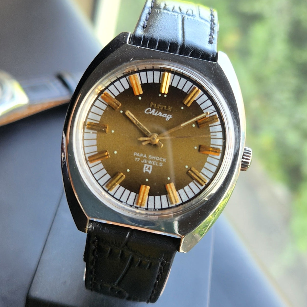 Vintage Original HMT Chirag Hand Winding 17 Jewels Brown Face Men's Wrist Watch HM155