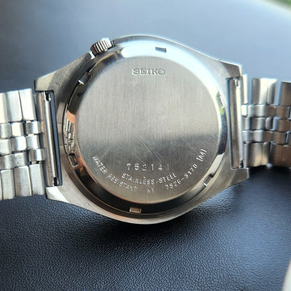 Vintage 1997 Original Seiko 5 Automatic 7s26-3170 Silver Face 17 Jewels Day-Date Japanese Men's Wrist Watch SK01