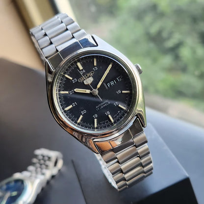 Vintage 1976 Original Seiko 5 Automatic 6309-6240 Black Face 17 Jewels Day-Date Japanese Men's Wrist Watch SK07