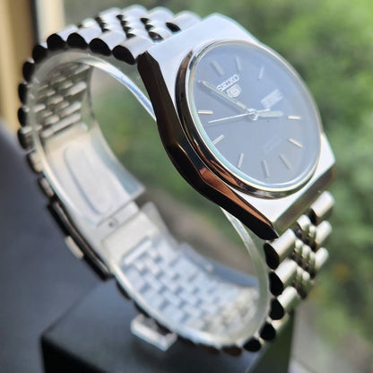 Vintage 1985 Original Seiko 5 Automatic 6119-7060 Black Face 21 Jewels Day-Date Japanese Men's Wrist Watch SK13