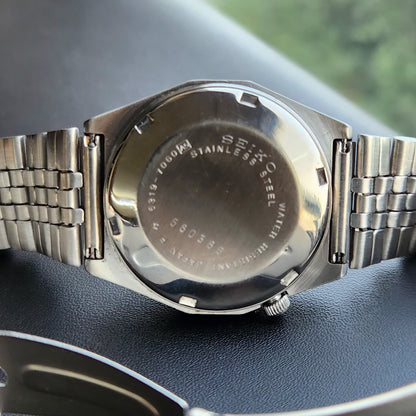 Vintage 1985 Original Seiko 5 Automatic 6119-7060 Black Face 21 Jewels Day-Date Japanese Men's Wrist Watch SK13
