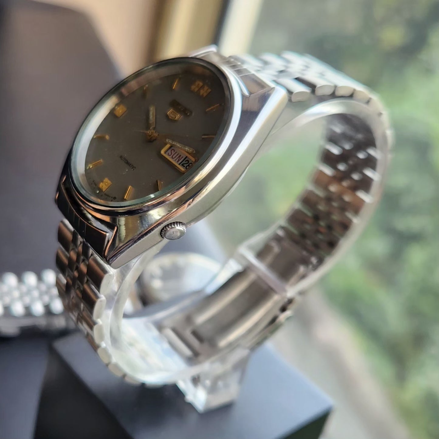 Vintage 1976 Original Seiko 5 Automatic 6309-8840 Grey Face 17 Jewels Day-Date Japanese Men's Wrist Watch SK16