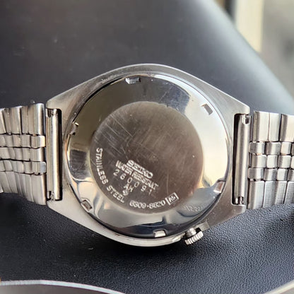 Vintage 1982 Original Seiko 5 Automatic 6309-8820 Black Face 17 Jewels Day-Date Japanese Men's Wrist Watch SK17