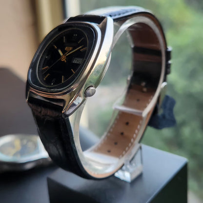 Vintage 1981 Original Seiko 5 Automatic 6309-523A Black Face 17 Jewels Day-Date Japanese Men's Wrist Watch SK20