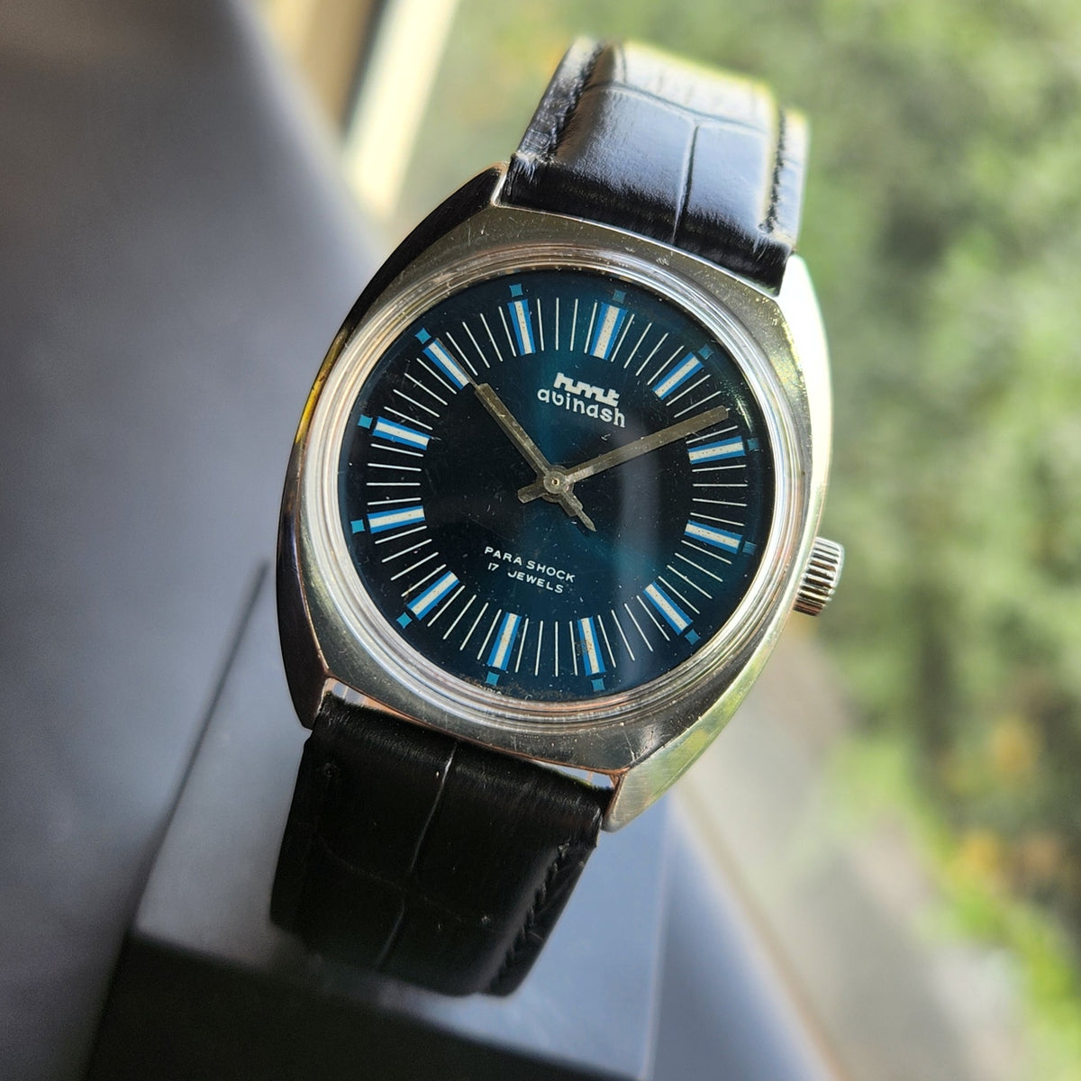 Vintage Original HMT Avinash Hand Winding 17 Jewels Blue Face Men's Wrist Watch HM156
