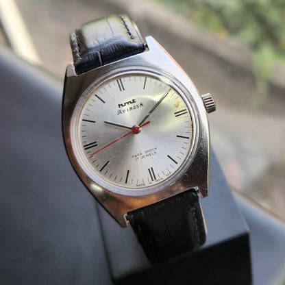 Vintage Original HMT Avinash Hand Winding 17 Jewels Silver Face Men's Wrist Watch HM159
