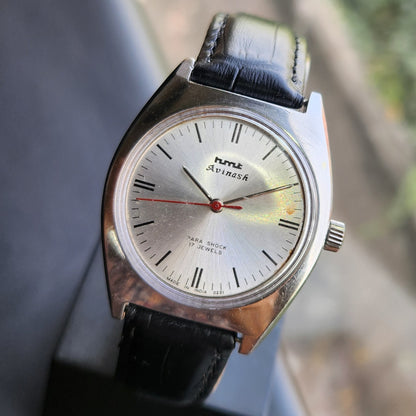 Vintage Original HMT Avinash Hand Winding 17 Jewels Silver Face Men's Wrist Watch HM159