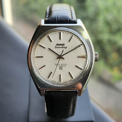 Vintage Original HMT Sandeep Hand Winding 17 Jewels Brown Face Men's Wrist Watch HM162