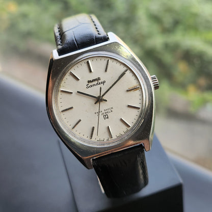 Vintage Original HMT Sandeep Hand Winding 17 Jewels Brown Face Men's Wrist Watch HM162