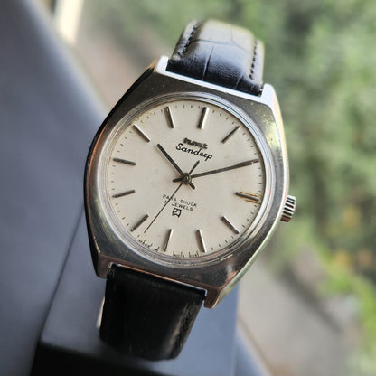 Vintage Original HMT Sandeep Hand Winding 17 Jewels Brown Face Men's Wrist Watch HM162