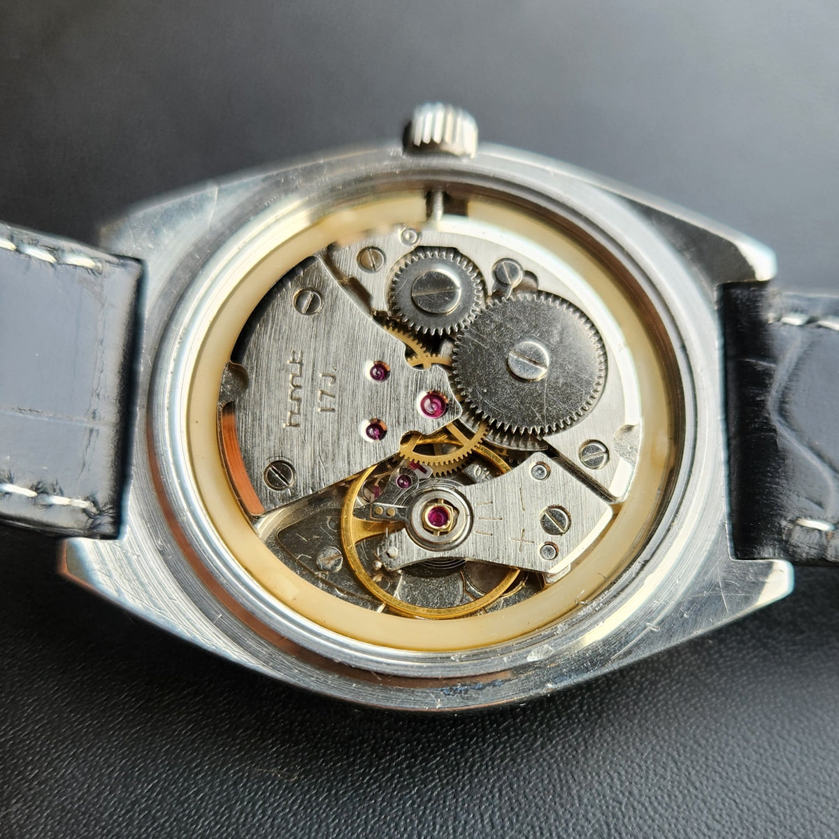 Vintage Original HMT Sandeep Hand Winding 17 Jewels Brown Face Men's Wrist Watch HM162