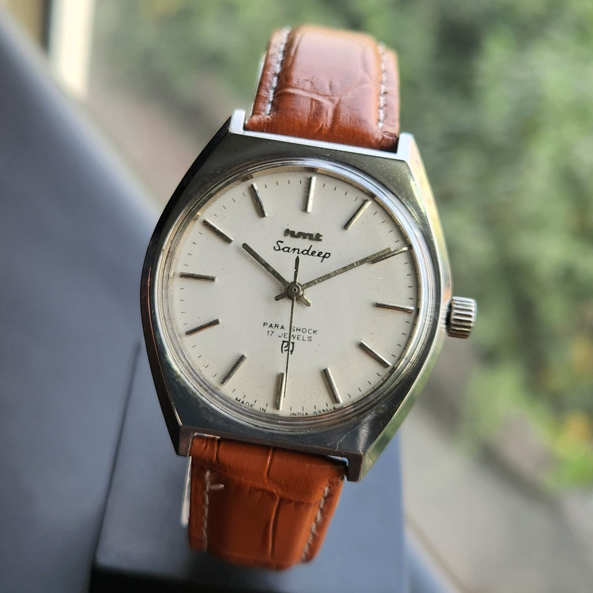 Vintage Original HMT Sandeep Hand Winding 17 Jewels White Face Men's Wrist Watch HM163