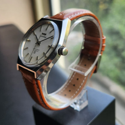 Vintage Original HMT Sandeep Hand Winding 17 Jewels White Face Men's Wrist Watch HM163