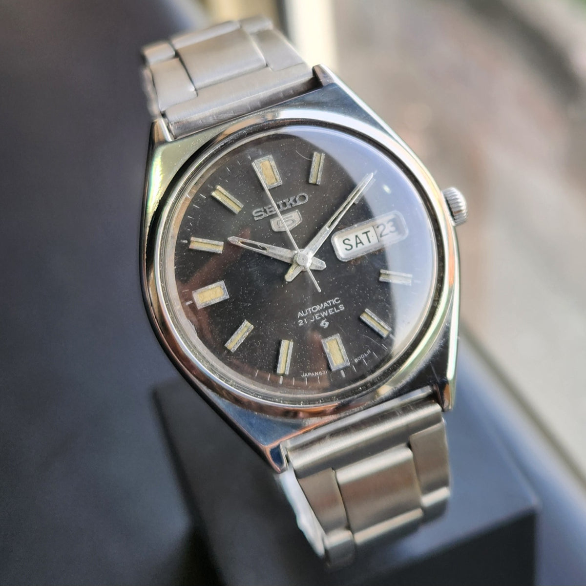 Vintage 1978 Original Seiko 5 Automatic 6319-8050 Black Face 17 Jewels Day-Date Japanese Men's Wrist Watch SK21