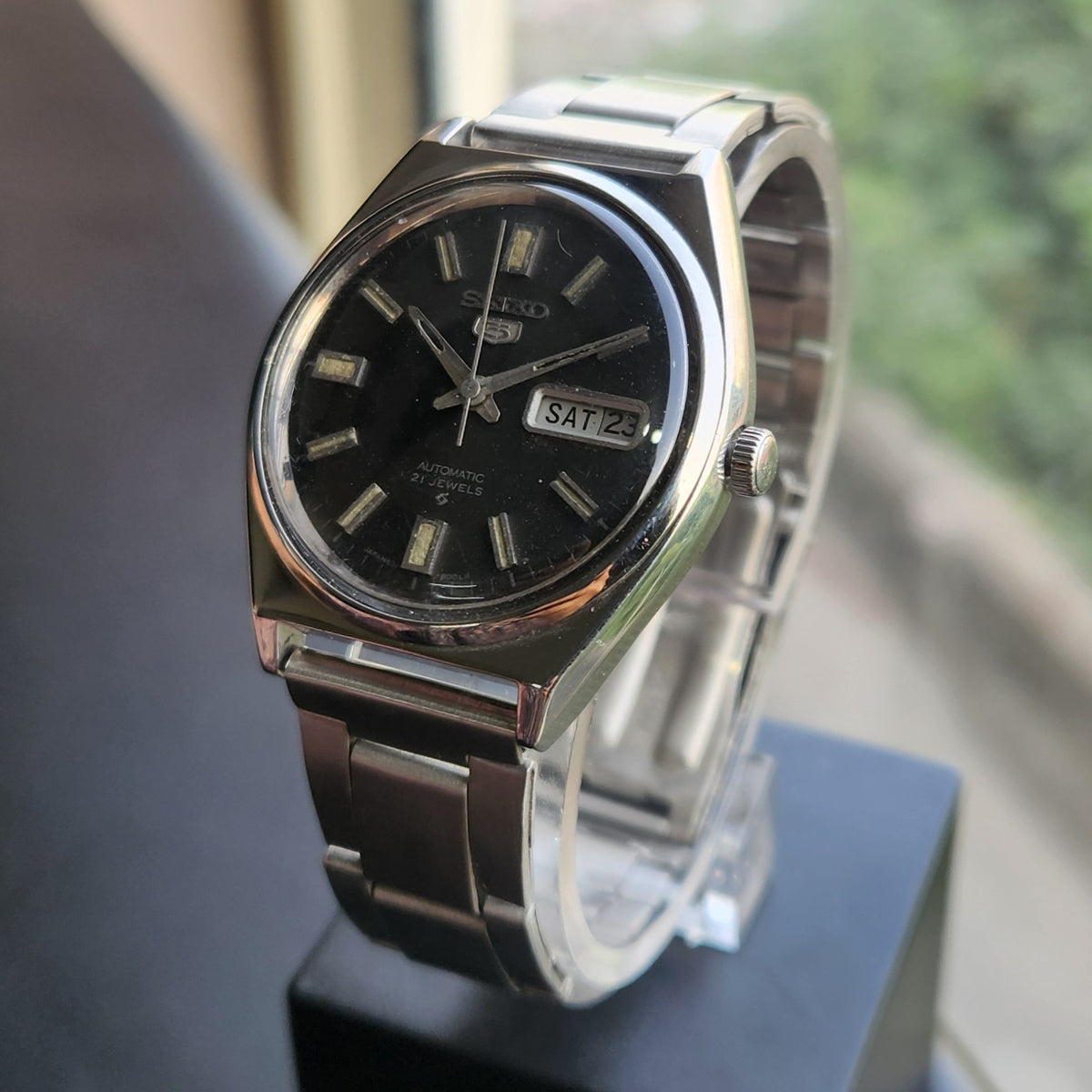 Vintage 1978 Original Seiko 5 Automatic 6319-8050 Black Face 17 Jewels Day-Date Japanese Men's Wrist Watch SK21