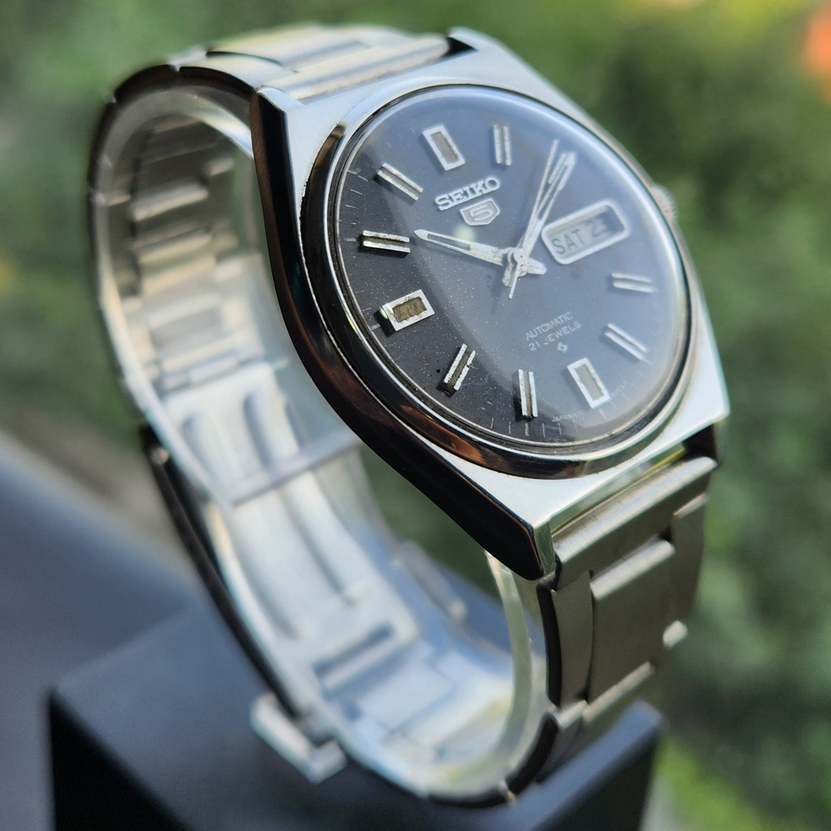 Vintage 1978 Original Seiko 5 Automatic 6319-8050 Black Face 17 Jewels Day-Date Japanese Men's Wrist Watch SK21