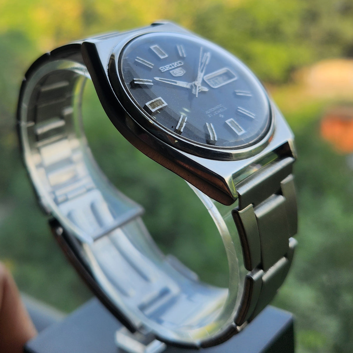 Vintage 1978 Original Seiko 5 Automatic 6319-8050 Black Face 17 Jewels Day-Date Japanese Men's Wrist Watch SK21