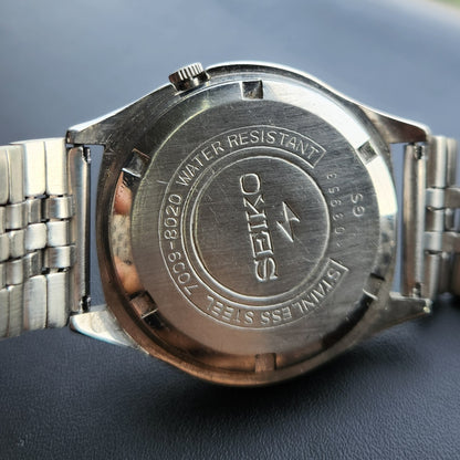 Vintage 1981 Original Seiko 5 Automatic 7009-8020 Black Face 17 Jewels Day-Date Japanese Men's Wrist Watch SK22