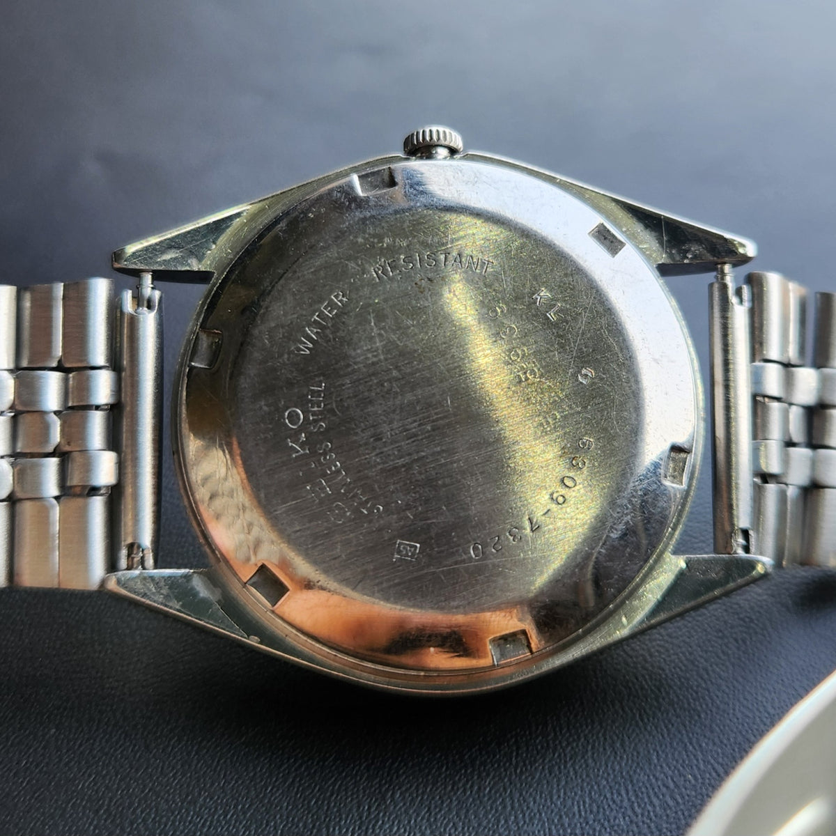 Vintage 1985 Original Seiko 5 Automatic 6309-7320 Black Face 17 Jewels Day-Date Japanese Men's Wrist Watch SK28