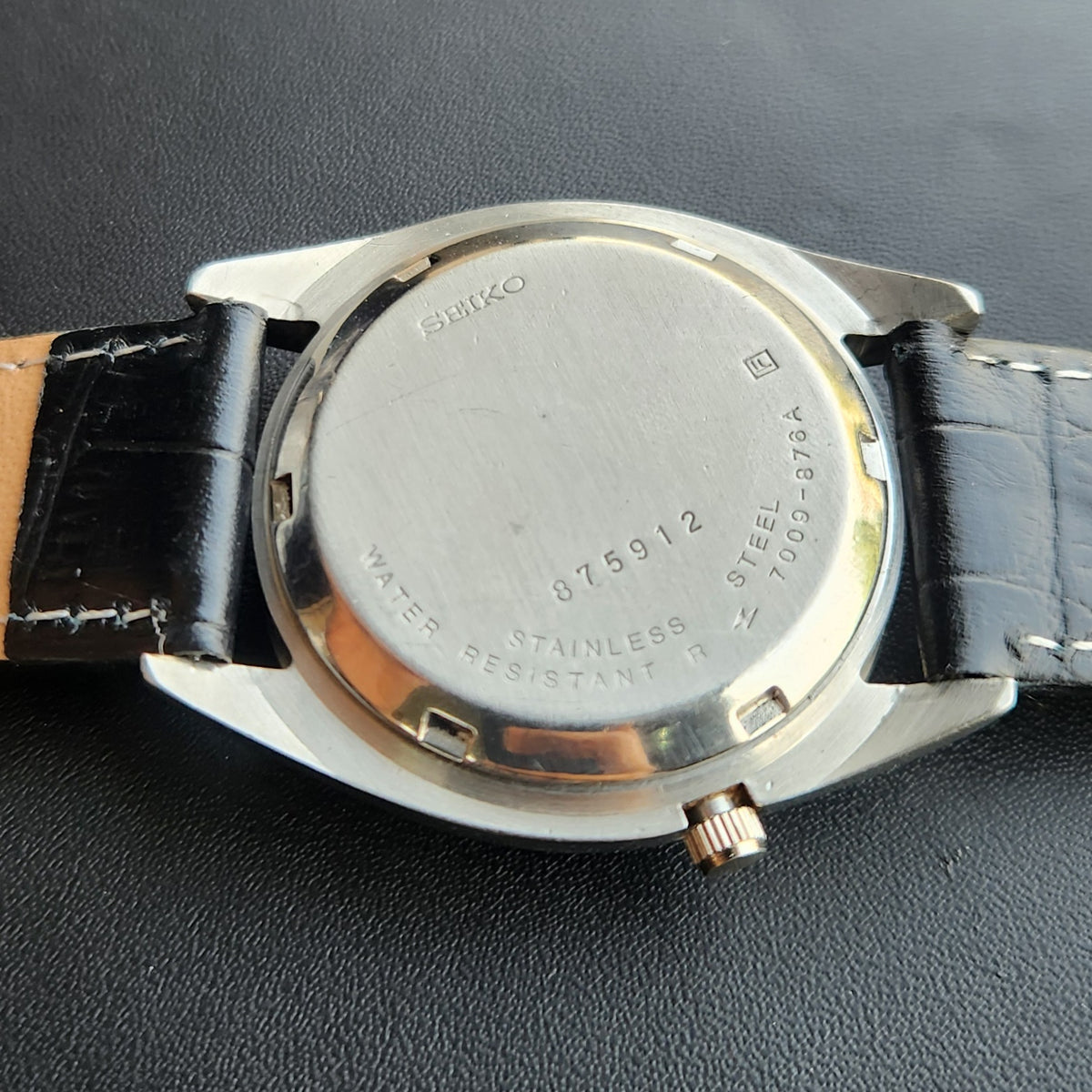Vintage 1978 Original Seiko 5 Automatic 7009-876A Black Face 17 Jewels Day-Date Japanese Men's Wrist Watch SK31