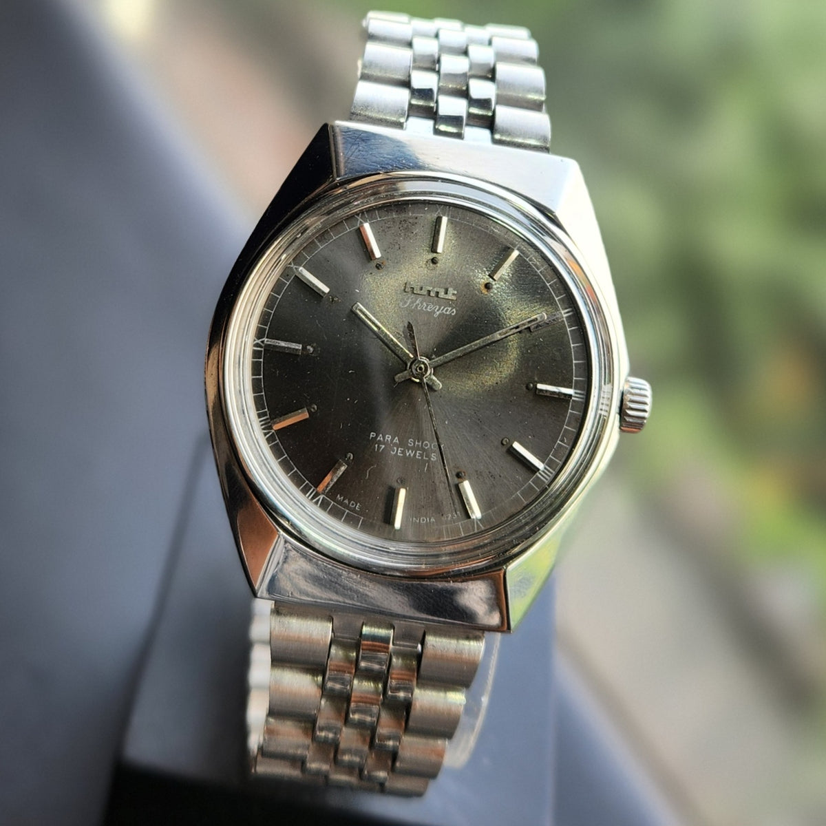 Vintage Original HMT Shreyas Hand Winding 17 Jewels Grey Face Men's Wrist Watch HM165