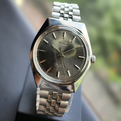 Vintage Original HMT Shreyas Hand Winding 17 Jewels Grey Face Men's Wrist Watch HM165