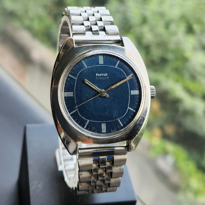 Vintage Original HMT Aroop Hand Winding 17 Jewels Blue Face Men's Wrist Watch HM166