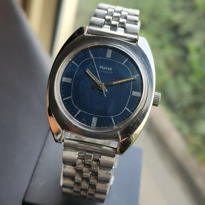 Vintage Original HMT Aroop Hand Winding 17 Jewels Blue Face Men's Wrist Watch HM166