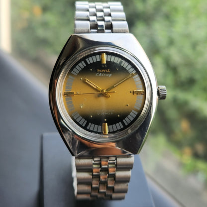 Vintage Original HMT Chirag Hand Winding 17 Jewels Gold Face Men's Wrist Watch HM167