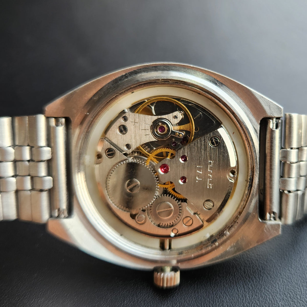 Vintage Original HMT Chirag Hand Winding 17 Jewels Gold Face Men's Wrist Watch HM167