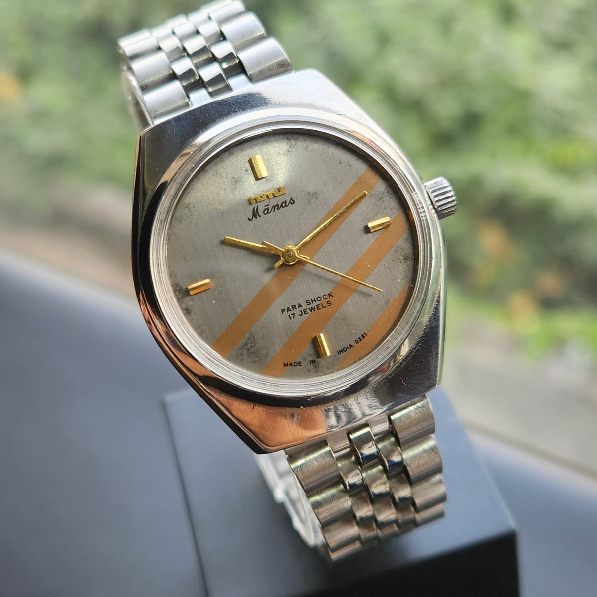 Vintage Original HMT Manas Hand Winding 17 Jewels Grey Face Men's Wrist Watch HM168