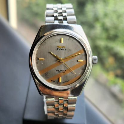 Vintage Original HMT Manas Hand Winding 17 Jewels Grey Face Men's Wrist Watch HM168
