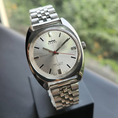 Vintage Original HMT Vijay Hand Winding 17 Jewels Silver Face Men's Wrist Watch HM169