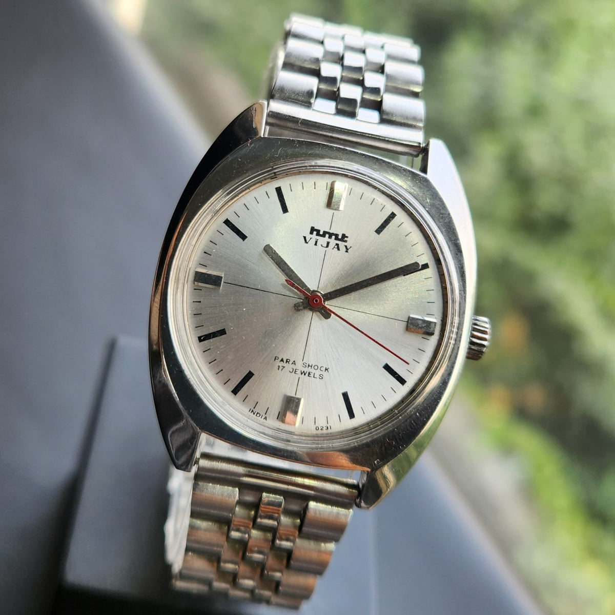 Vintage Original HMT Vijay Hand Winding 17 Jewels Silver Face Men's Wrist Watch HM169