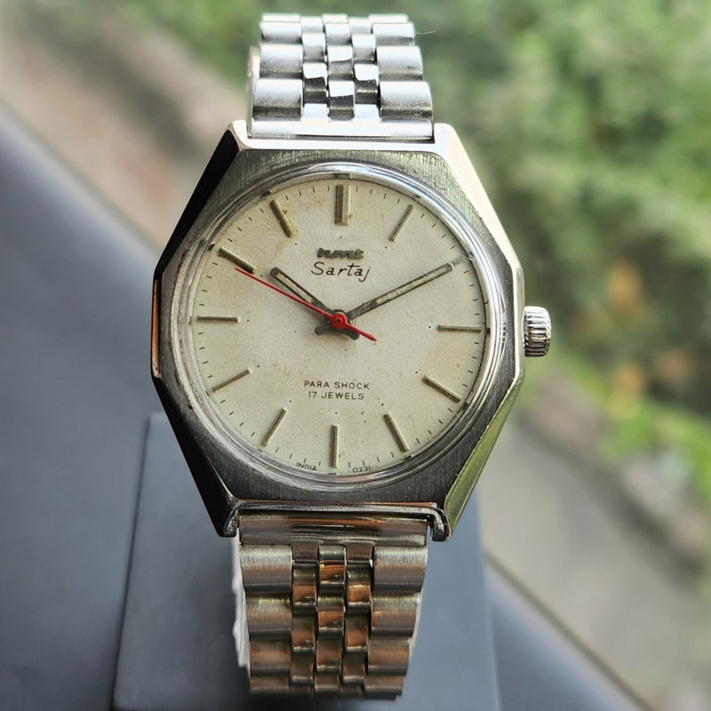 Vintage Original HMT Sartaj Hand Winding 17 Jewels White Face Men's Wrist Watch HM170