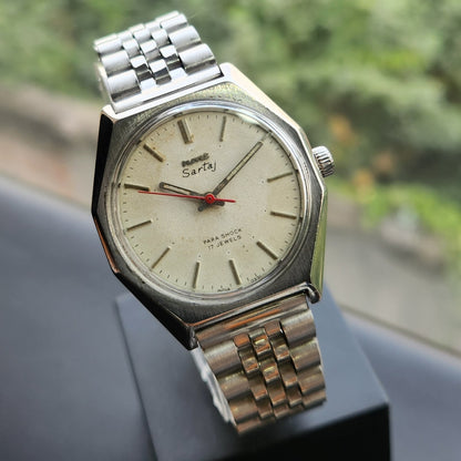 Vintage Original HMT Sartaj Hand Winding 17 Jewels White Face Men's Wrist Watch HM170