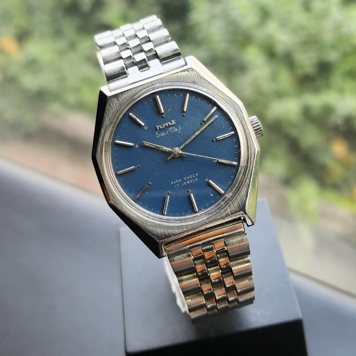 Vintage Original HMT Sartaj Hand Winding 17 Jewels Blue Face Men's Wrist Watch HM171