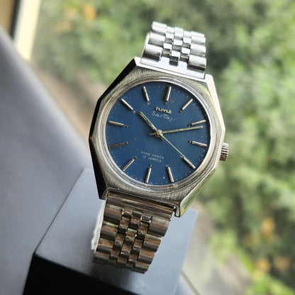 Vintage Original HMT Sartaj Hand Winding 17 Jewels Blue Face Men's Wrist Watch HM171