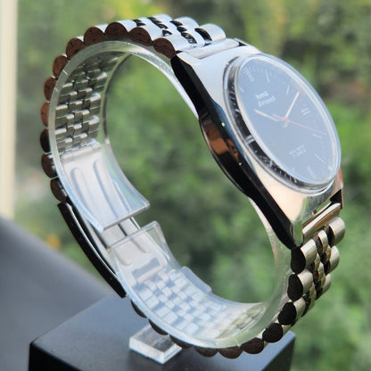 Vintage Original HMT Avinash Hand Winding 17 Jewels Black Face Men's Wrist Watch HM172