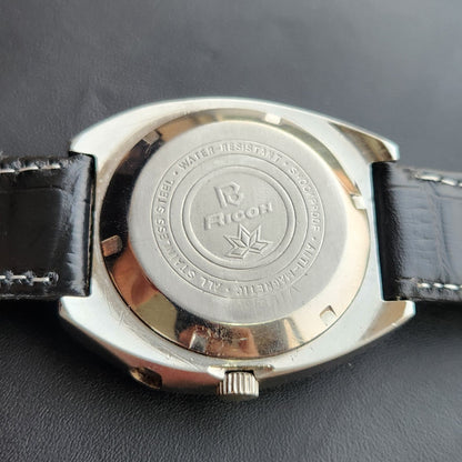 Vintage Ricoh R31 Automatic White Face New Strap 21 Jewels Day-Date Men's Wrist Watch R117