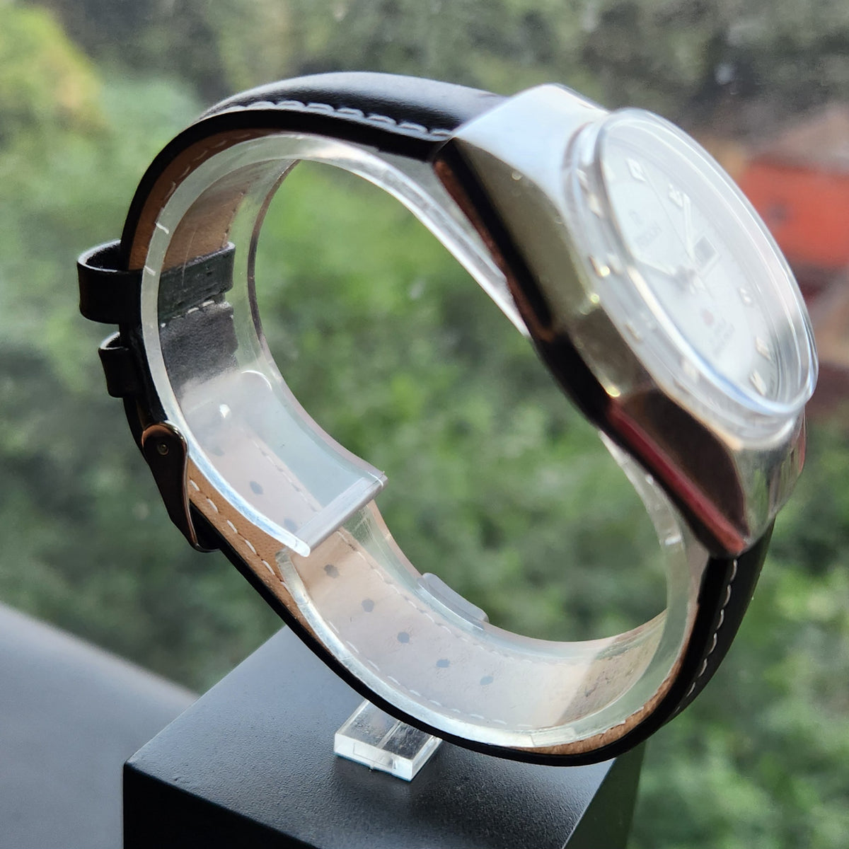 Vintage Ricoh R31 Automatic White Face New Strap 21 Jewels Day-Date Men's Wrist Watch R118