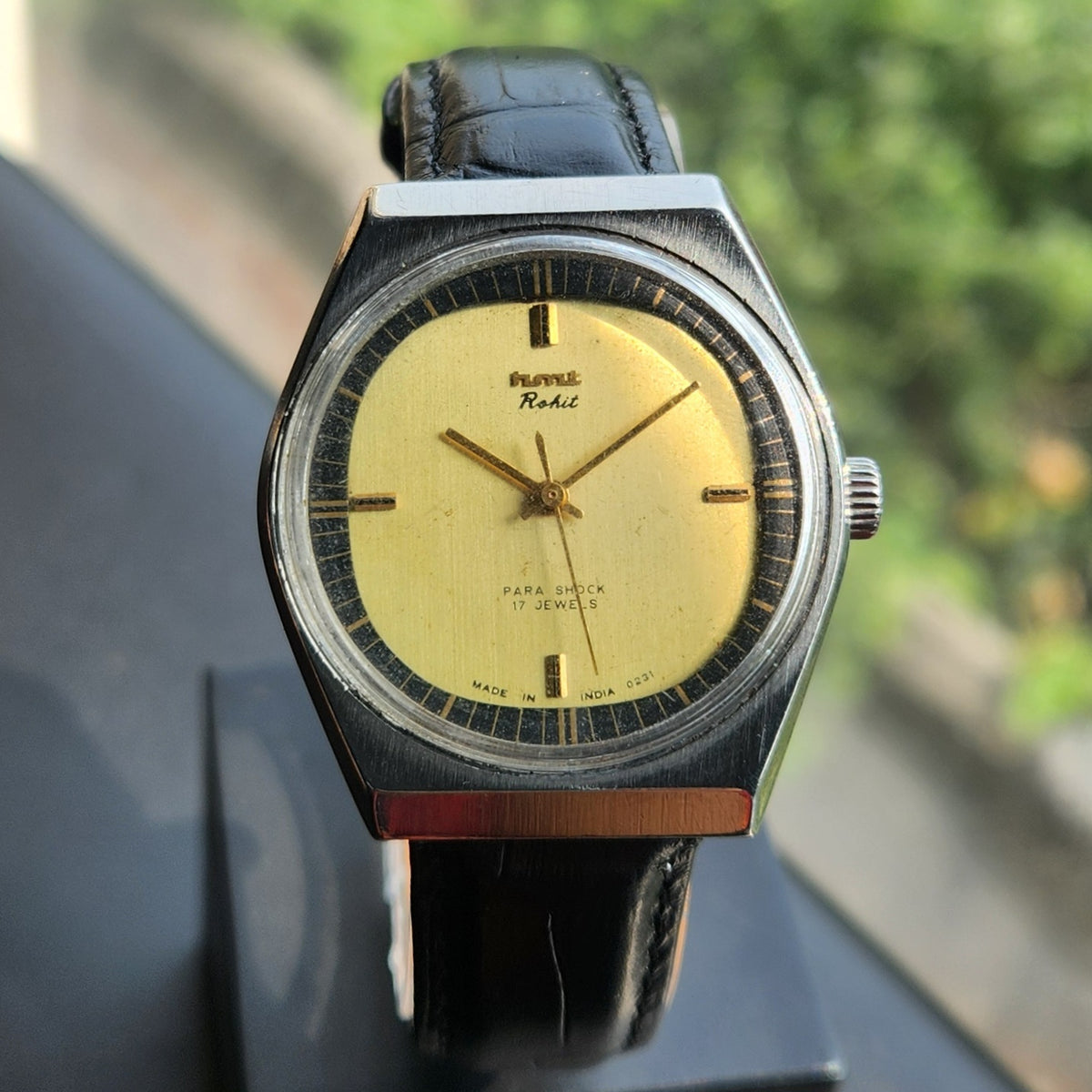 Vintage Original HMT Rohit Hand Winding 17 Jewels Gold Face Men's Wrist Watch HM174
