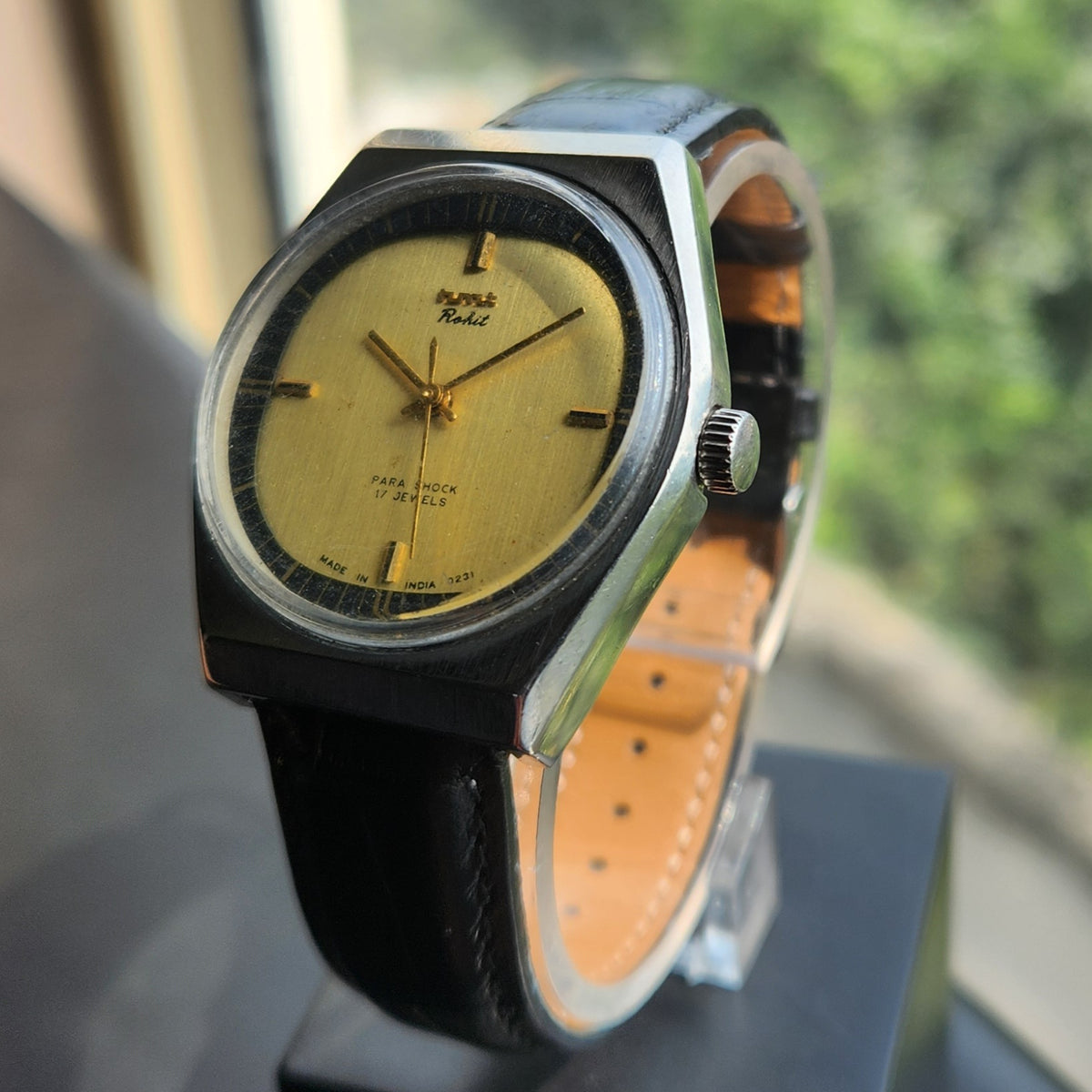 Vintage Original HMT Rohit Hand Winding 17 Jewels Gold Face Men's Wrist Watch HM174