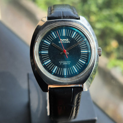 Vintage Original HMT Avinash Hand Winding 17 Jewels Blue Face Men's Wrist Watch HM175