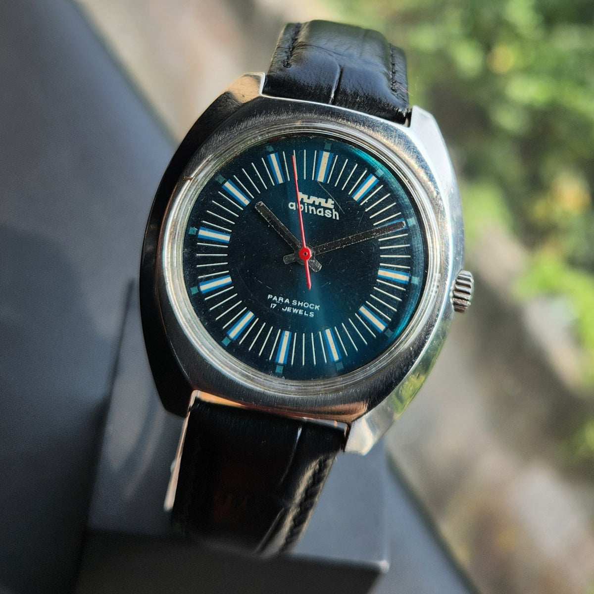 Vintage Original HMT Avinash Hand Winding 17 Jewels Blue Face Men's Wrist Watch HM175
