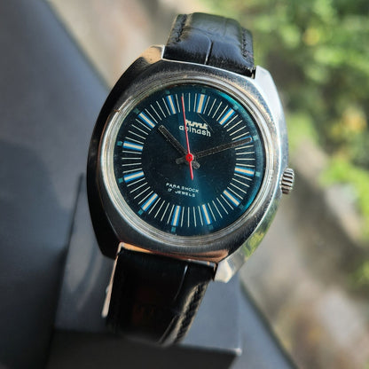 Vintage Original HMT Avinash Hand Winding 17 Jewels Blue Face Men's Wrist Watch HM175