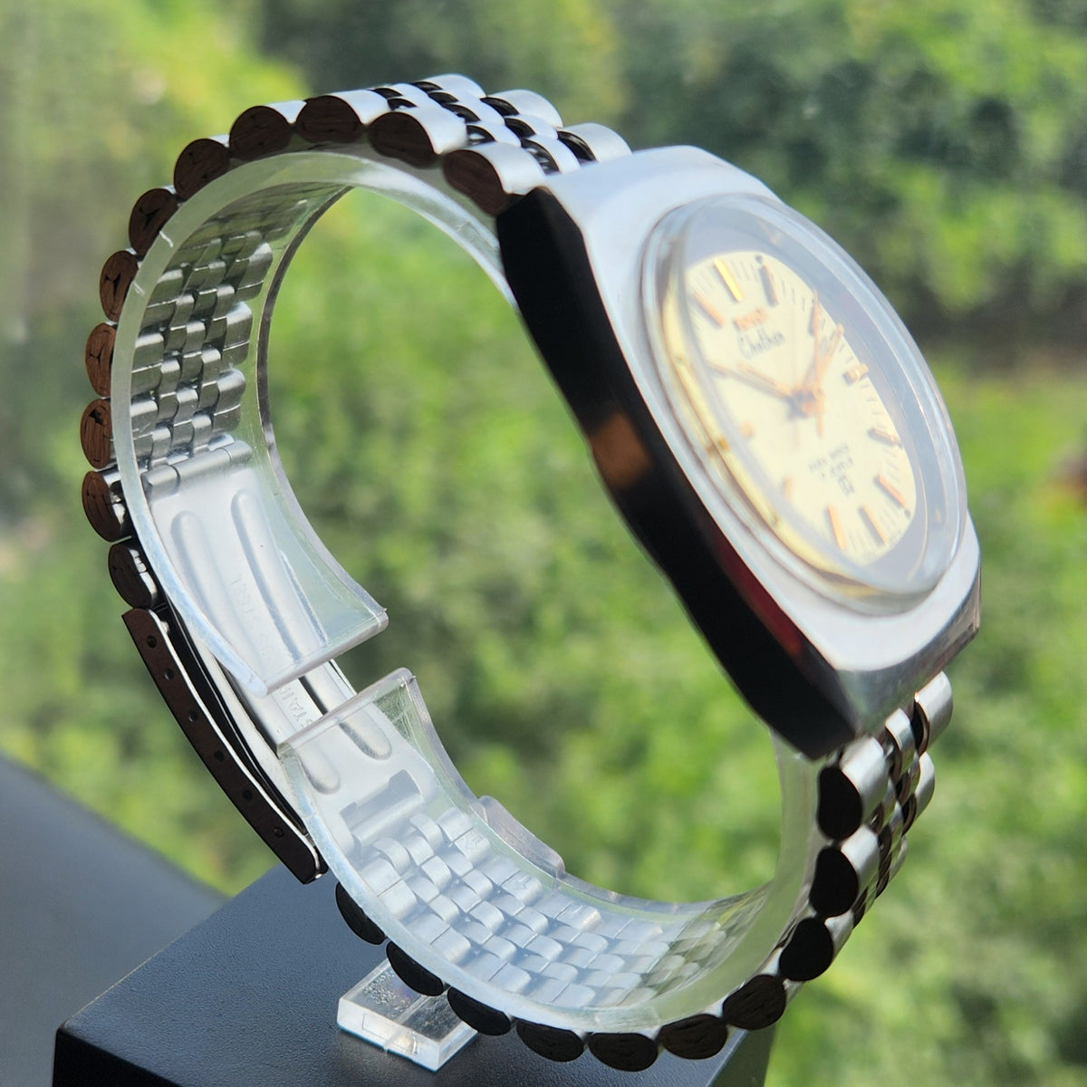 Vintage Original HMT Chethan Hand Winding 17 Jewels Gold Face Men's Wrist Watch HM178