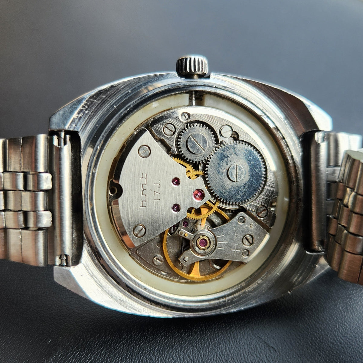 Vintage Original HMT Chethan Hand Winding 17 Jewels Gold Face Men's Wrist Watch HM178